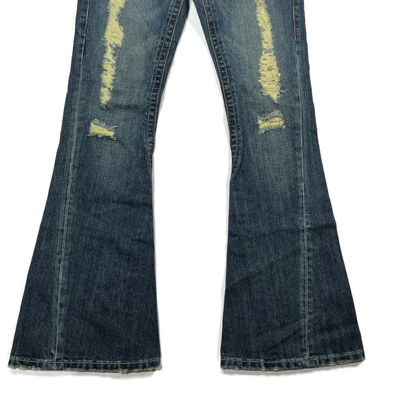 True Religion Distressed Flare Blue Jeans Womens 27 New NWT USA 04503 - Picture 3 of 15